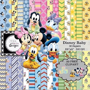 Kit Imprimible Disney Baby 20 Fondos 20 Imagenes