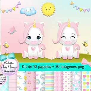 Papeles Fondos Y Cliparts Unicornios Kit Imprimible