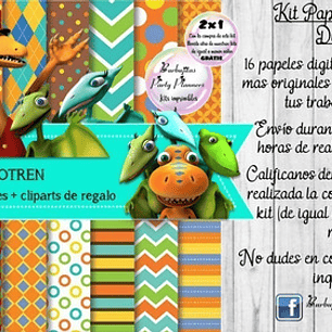 Papeles Fondos Digitales Dinosaurios Dinotren Kit Imprimible