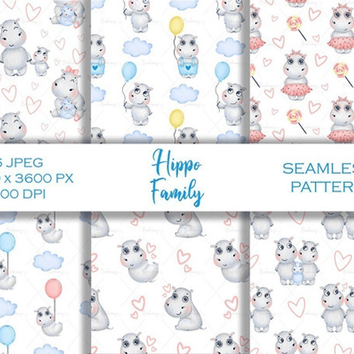 Papeles Digitales Familia De Hipopotamos Is18 1