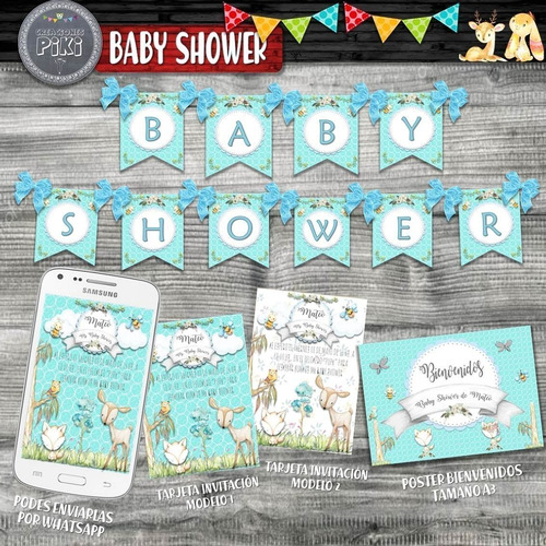 Kit Baby Shower Animalitos Bosque Encantado Romantico Nene 2