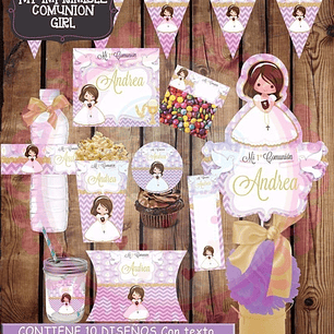 Kit Imprimible Editable Primera Comunión Nena