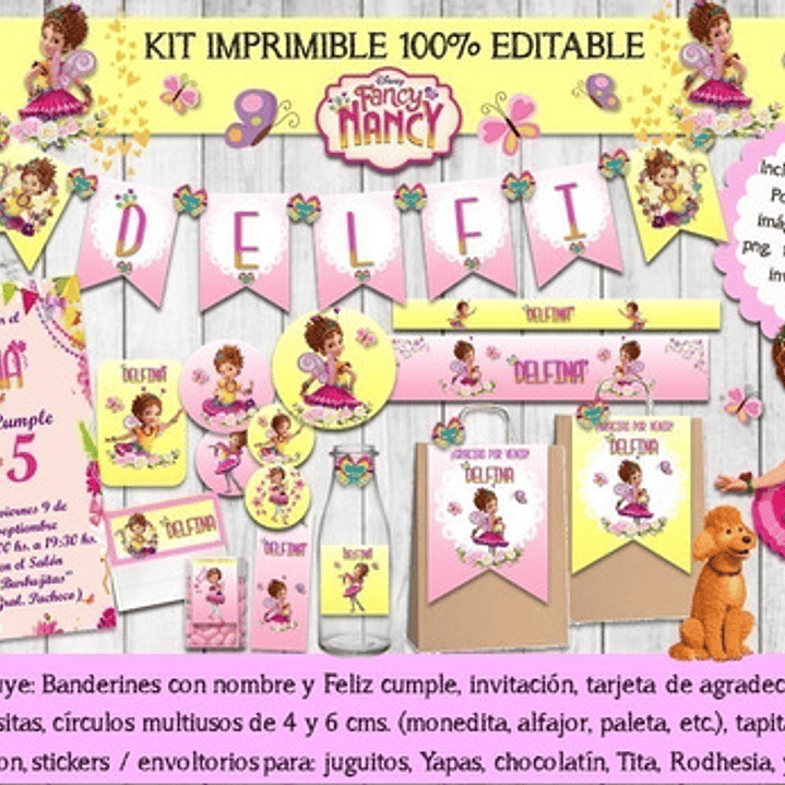Kit Imprimible Candy Bar Fancy Nancy Clancy 100% Editable 1