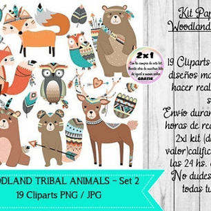 Cliparts Png / Jpg Woodland Tribal Animals Set 2 Bosque 
