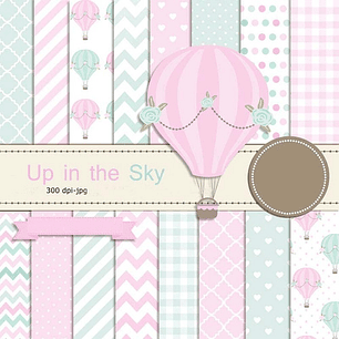Kit Imprimible Up In The Sky 16 Fondos 4 Clipart