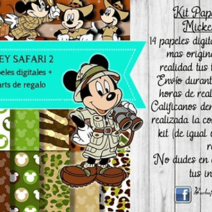 Papeles Fondos Digitales Mickey Mouse Safari 2 Kit 