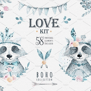 Cliparts Png Mapaches Amor Acuarela Watercolor Pa36