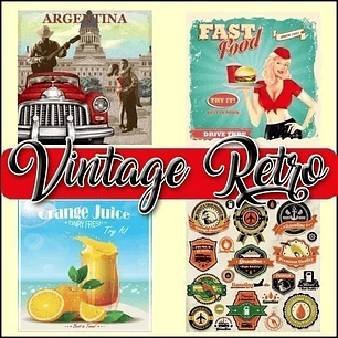 Colección De Vectores Vintage Retro Para Illustrator Eps, Ai