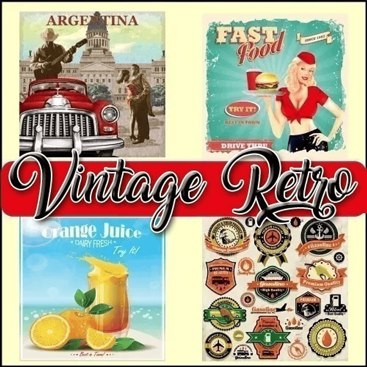 Colección De Vectores Vintage Retro Para Illustrator Eps, Ai 1