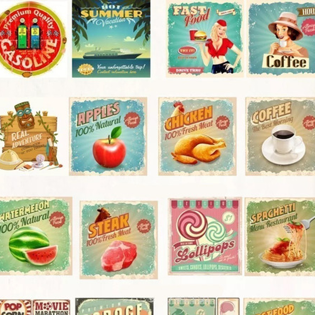 Colección De Vectores Vintage Retro Para Illustrator Eps, Ai 2
