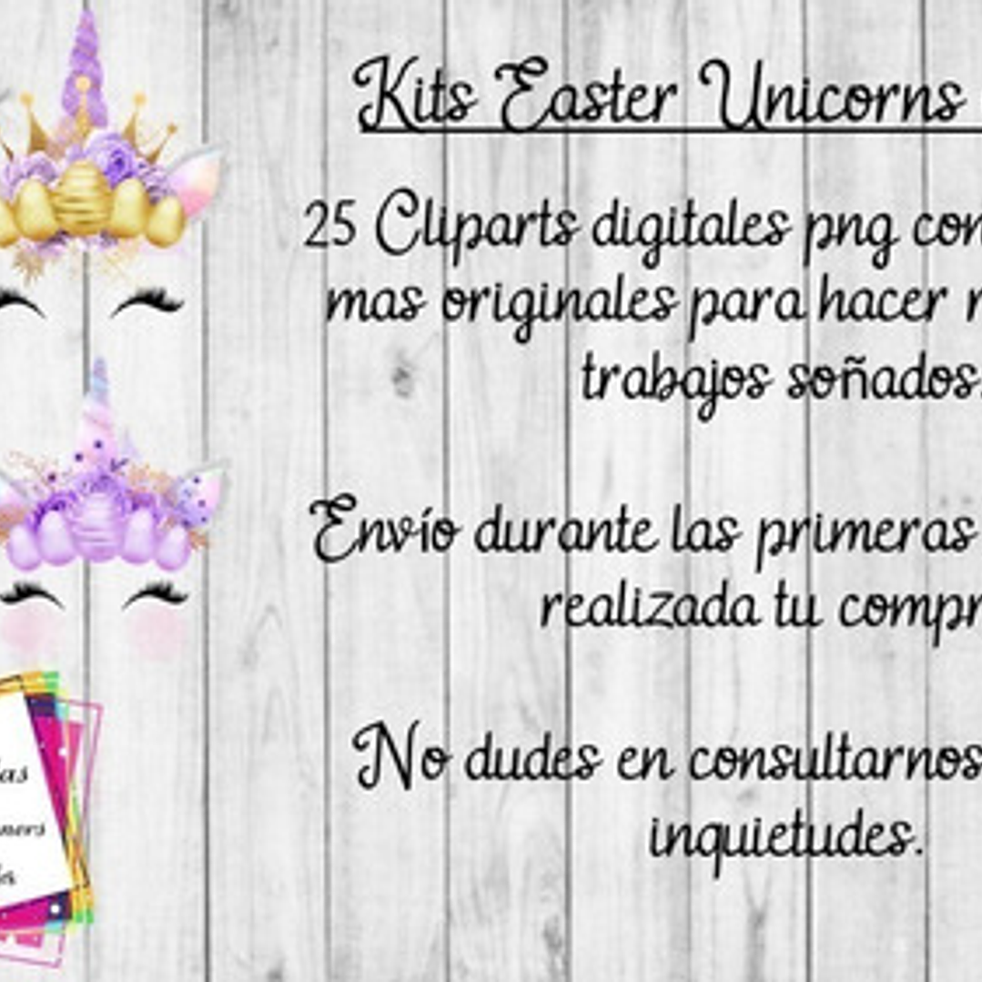 Clipart Easter Unicorns - Kit Imprimibles 4