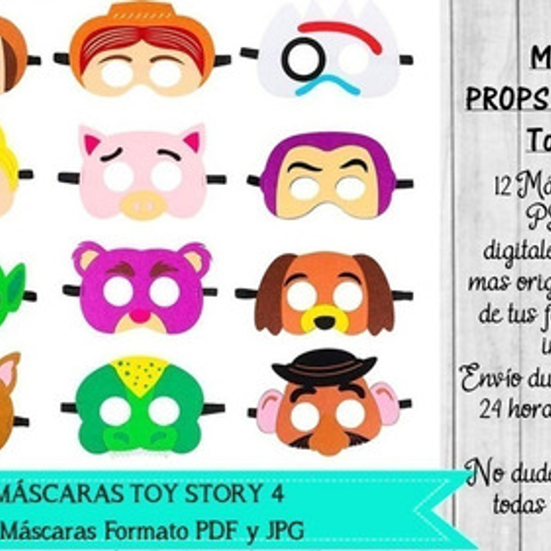 12 Máscaras Props Photobooth Toy Story 4 Pdf Y Jpg 1