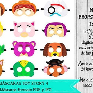 12 Máscaras Props Photobooth Toy Story 4 Pdf Y Jpg