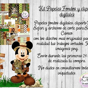 Mickey Safari Papeles Fondos Y Cliparts Kit Imprimible