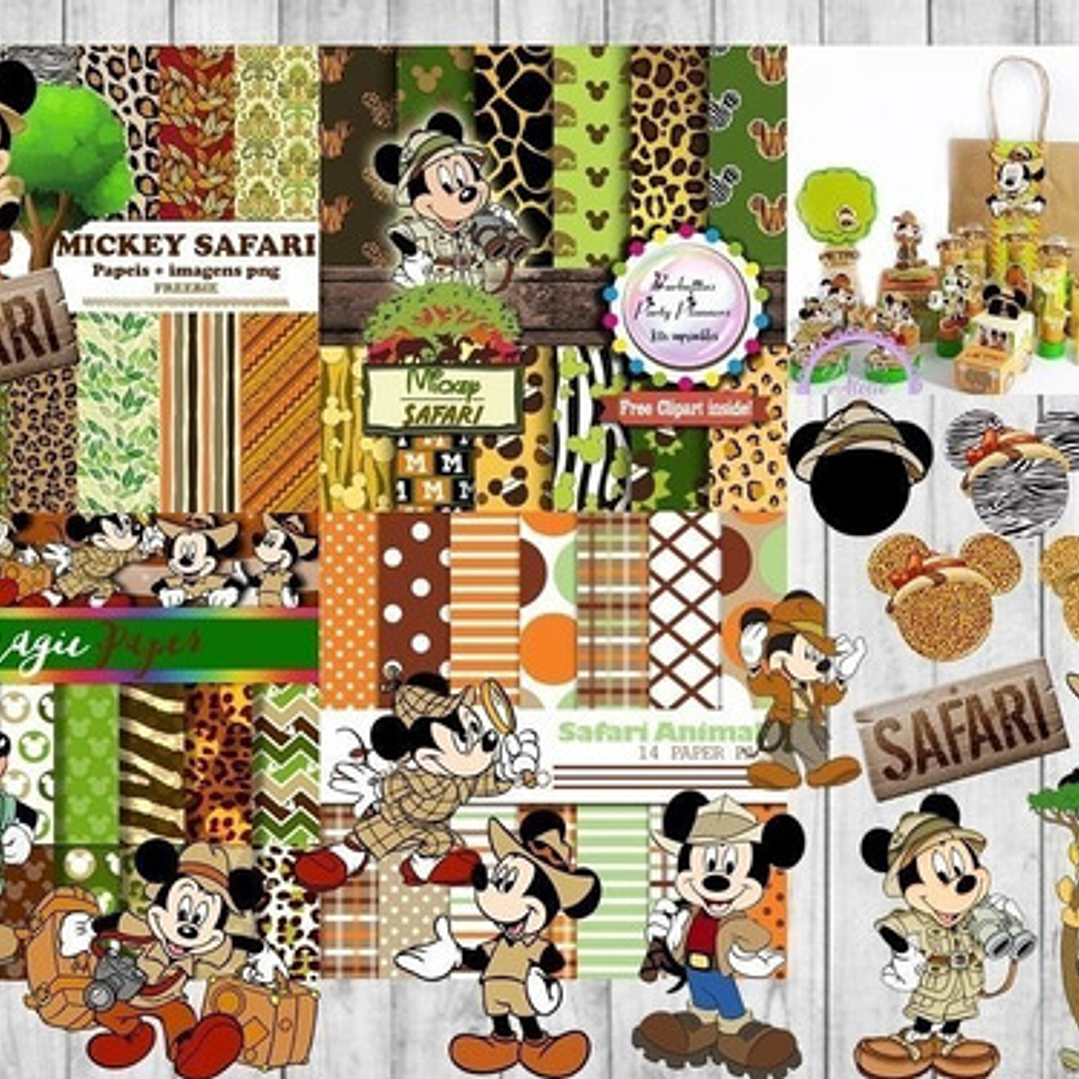 Mickey Safari Papeles Fondos Y Cliparts Kit Imprimible 2