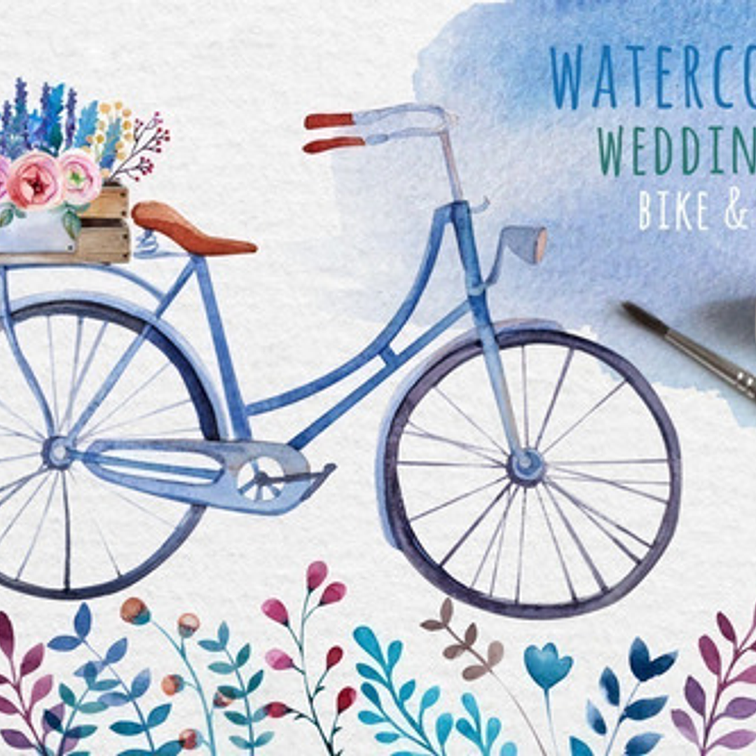 Cliparts Png Bicicletas Y Flores Acuarela Watercolor Pa58 1
