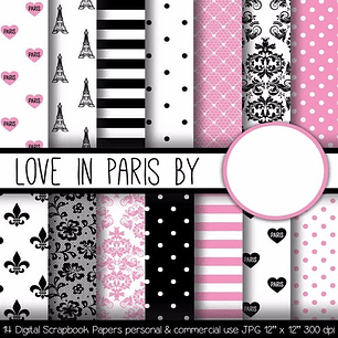 Kit Imprimible Love In Paris 14 Fondos