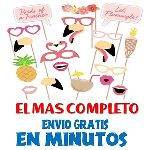 Kit Imprimible Photo Props Flamencos Fiesta Party Completo