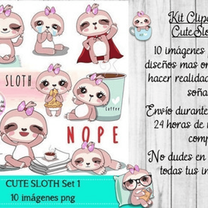 Cliparts Imagenes Png Cute Sloth Perezoso Set1 1