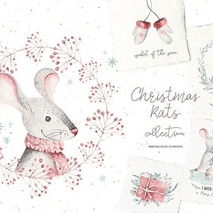 Cliparts Png Ratones Navidad  Acuarela Watercolor Pa11