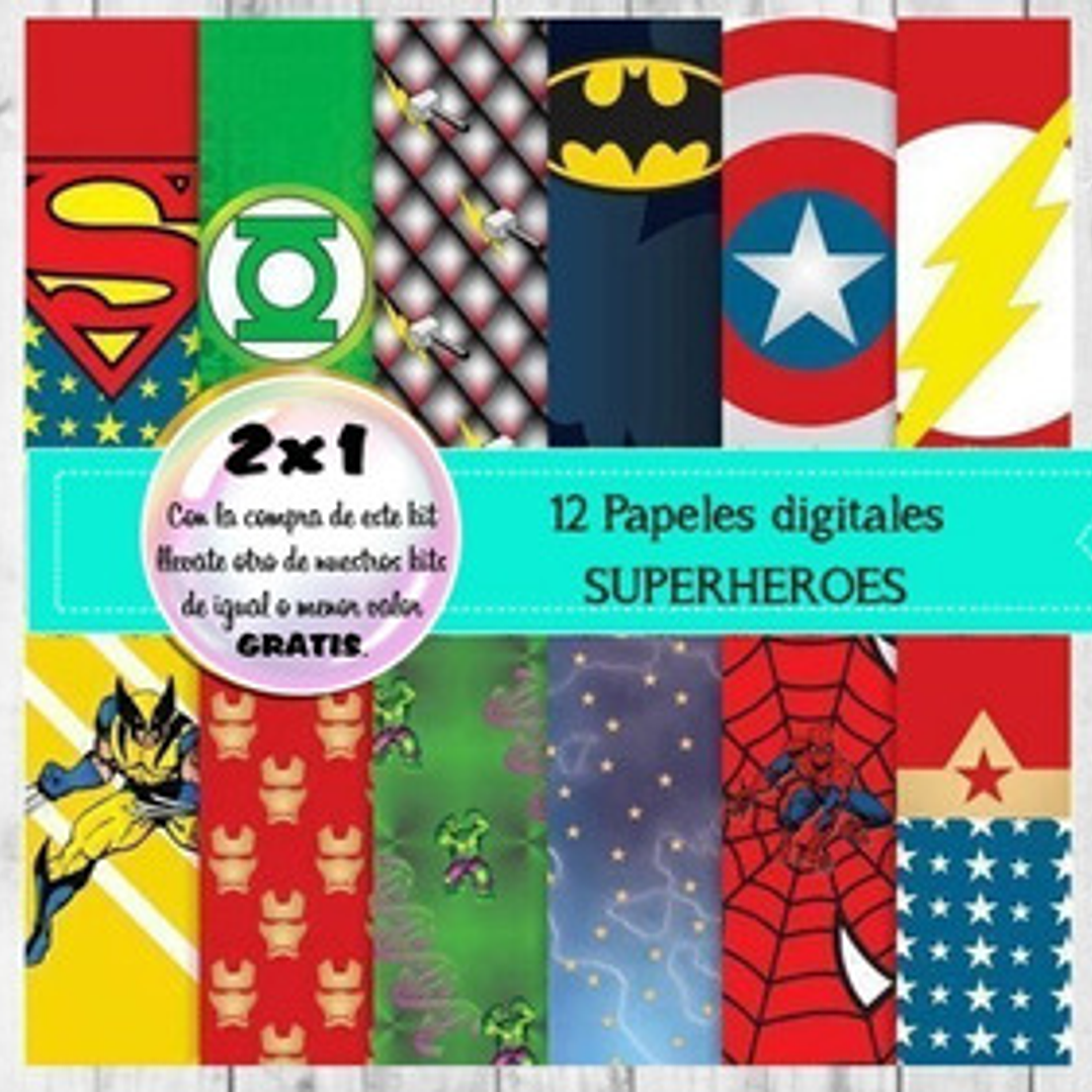 Papeles Digitales Superheroes Kit Imprimible 1