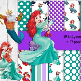 Cliparts Y Papeles Ariel La Sirenita Kit Imprimible