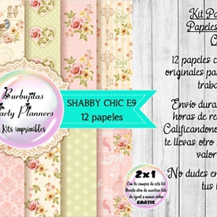 Papeles Digitales Fondos Shabby Chic Rosa Y Verde Agua E9