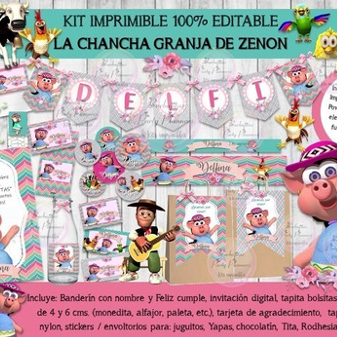 Kit Imprimible La Chancha La Granja De Zenon 100% Editable 1