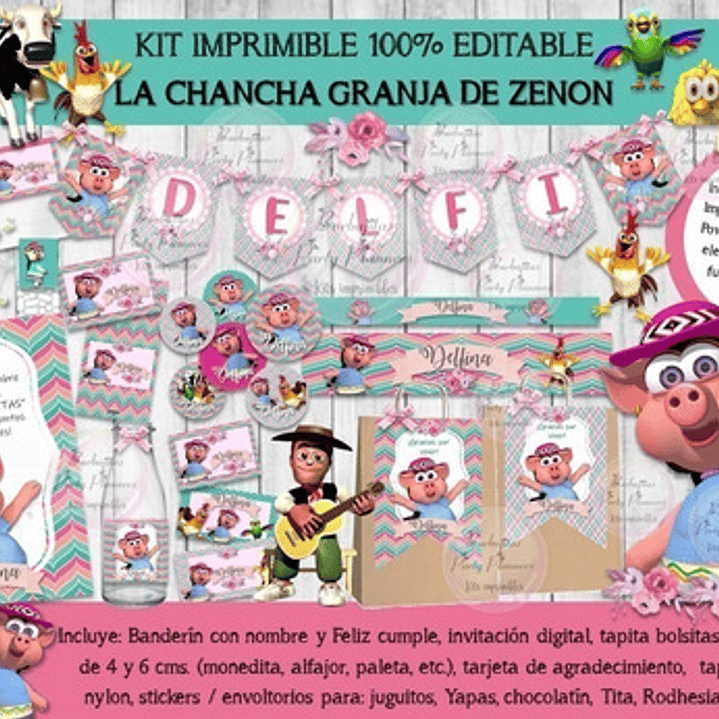 Kit Imprimible La Chancha La Granja De Zenon 100% Editable 1