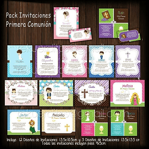 Tarjeta Invitacion Imprimible Editable Comunión 15 Modelos