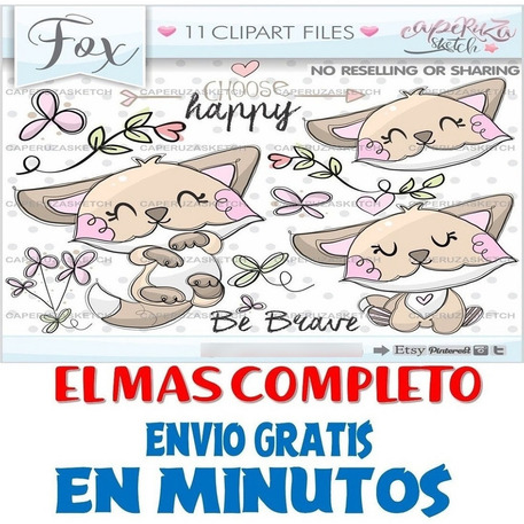 Pack Imágenes Hd Clipart Tierna Zorrita Amorosa Caperuza 1