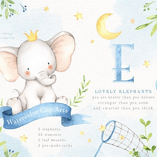 Cliparts Imagenes Png Elefante Celeste Acuarelas Es12