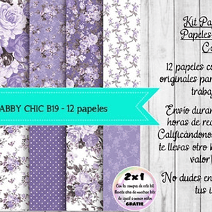 Papeles Digitales Shabby Chic Lila Lavanda B19