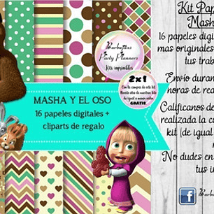 Papeles Fondos Digitales Masha Y El Oso Kit Imprimible
