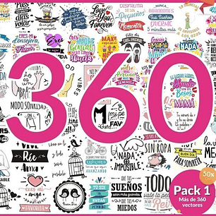 360 Plantilla Frases Vinilo Sublimacion Tazas Remera Pack 1