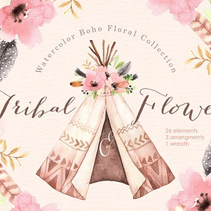 Cliparts Imagenes Png Carpa Tepee Floral Rosa Acuarelas Es22