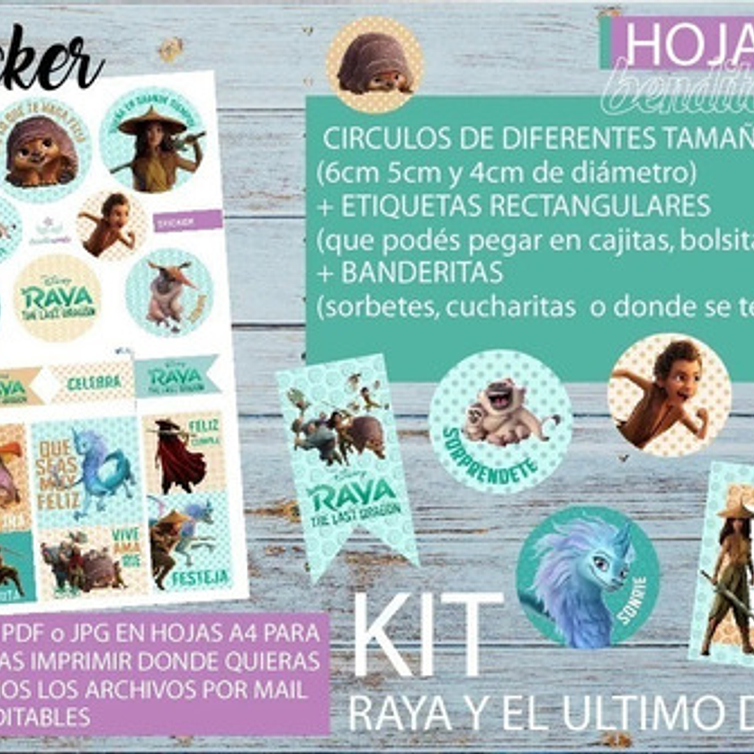 Kit Imprimible Desayuno Raya Y El Ultimo Dragón Disney Sisu 5