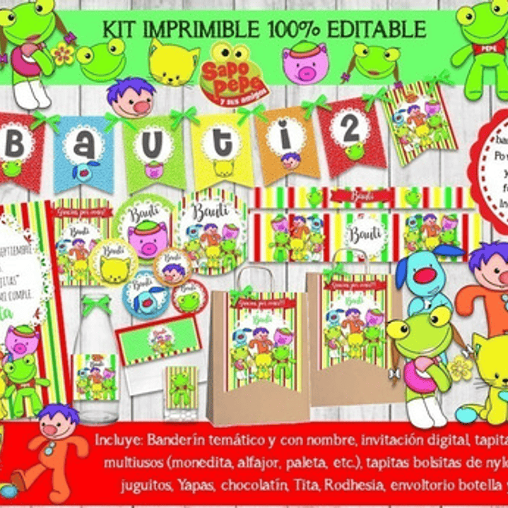 Kit Imprimible Candy Bar Sapo Pepe Y Sus Amigos Editable 1