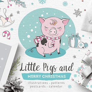 Cliparts Png Cerditos En Navidad Acuarela Watercolor Pa34