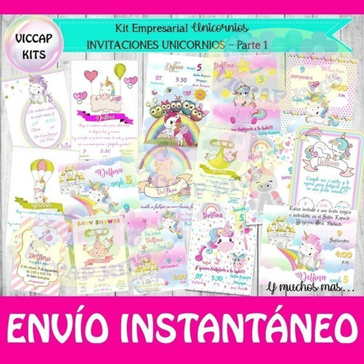 Kit Imprimible Unicornios Empresarial Imágenes Fondos Y Kits 6