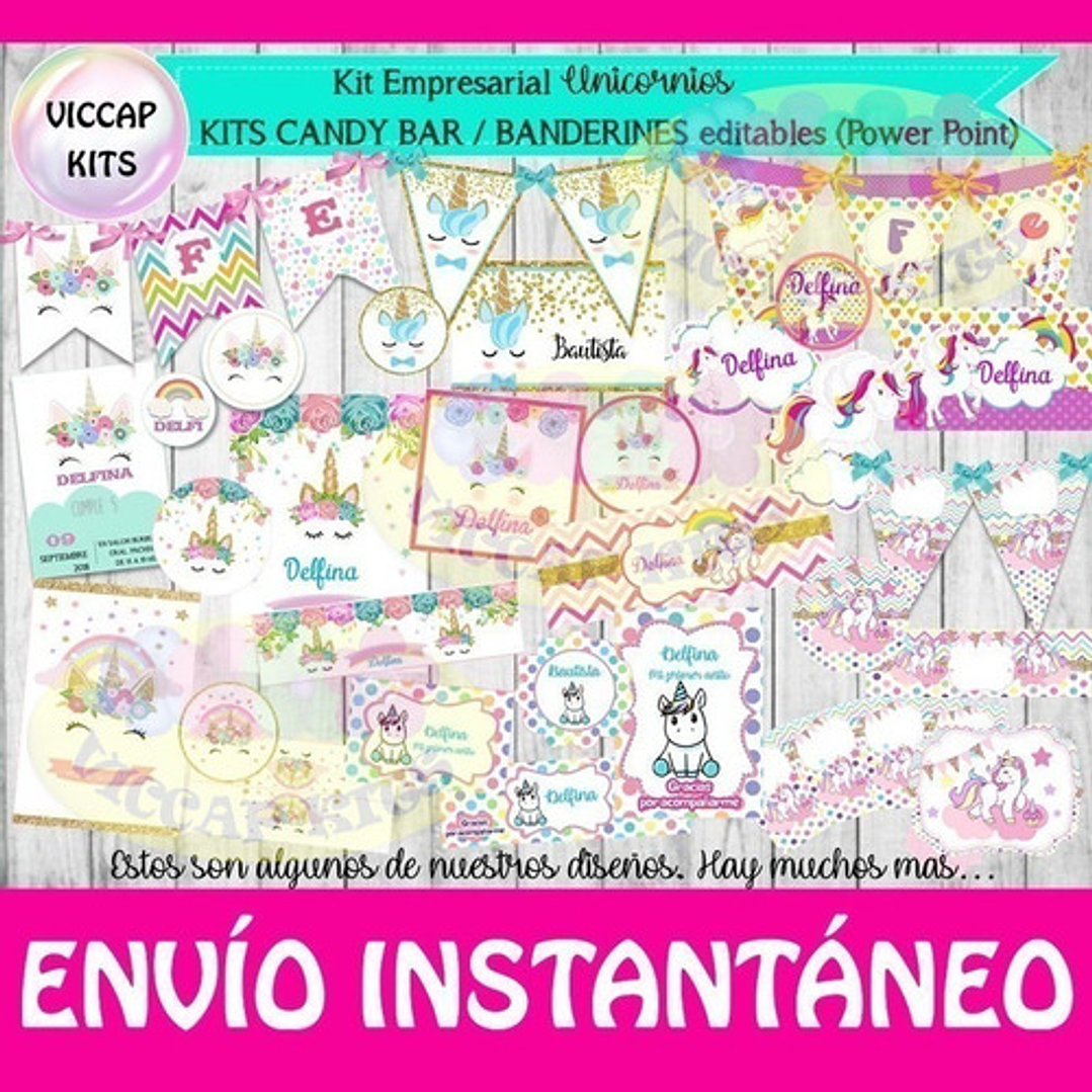 Kit Imprimible Unicornios Empresarial Imágenes Fondos Y Kits 8