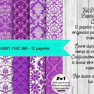 Papeles Digitales Shabby Chic Vintage Violeta Y Lila B80