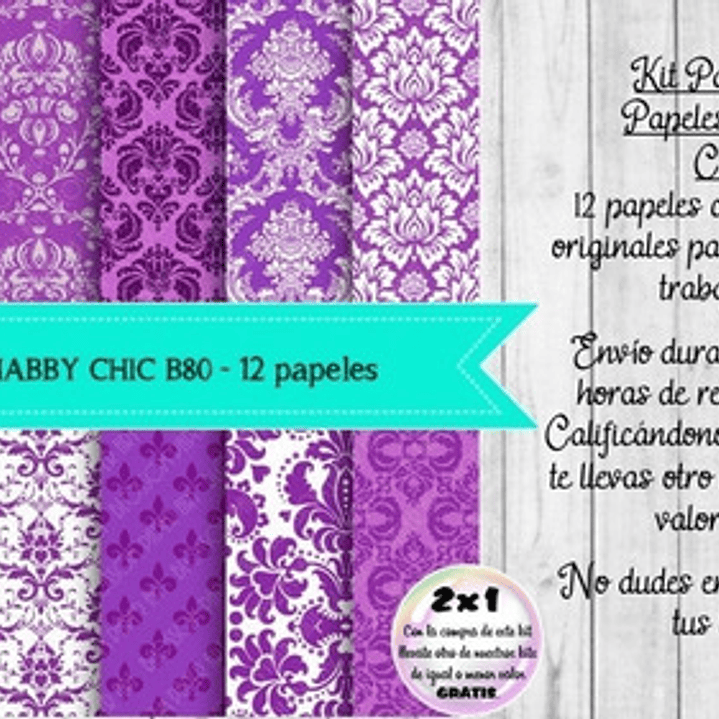 Papeles Digitales Shabby Chic Vintage Violeta Y Lila B80 2
