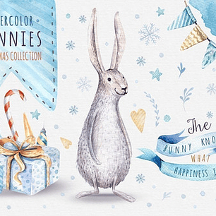 Cliparts Png Conejos En Navidad Acuarela Watercolor Pa60