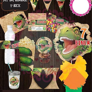 Kit Imprimible Dinosaurio T-rex | Candy Bar | Deco | Cumple