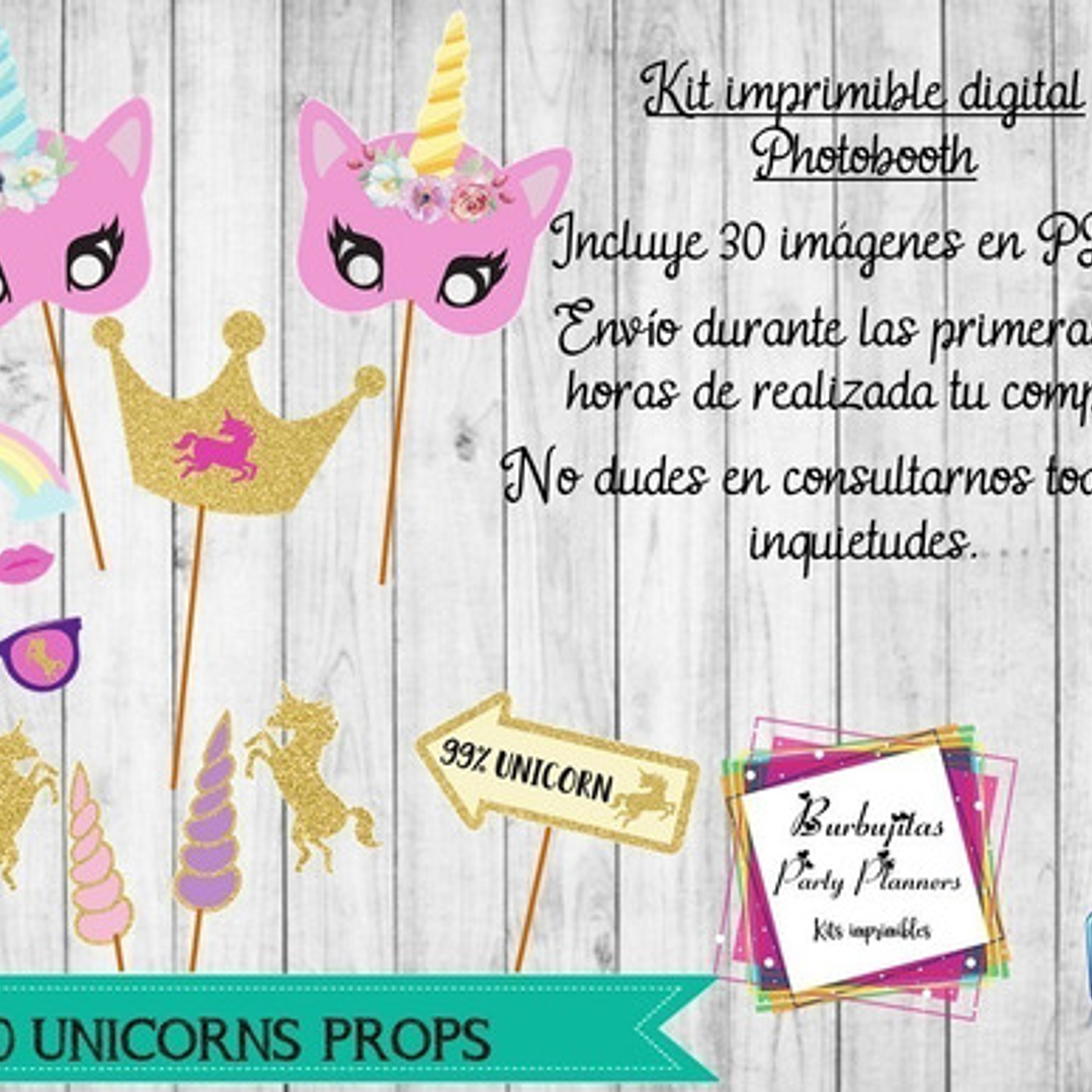 Unicornio Photo Booth Props - 30 Unicorn Props 3