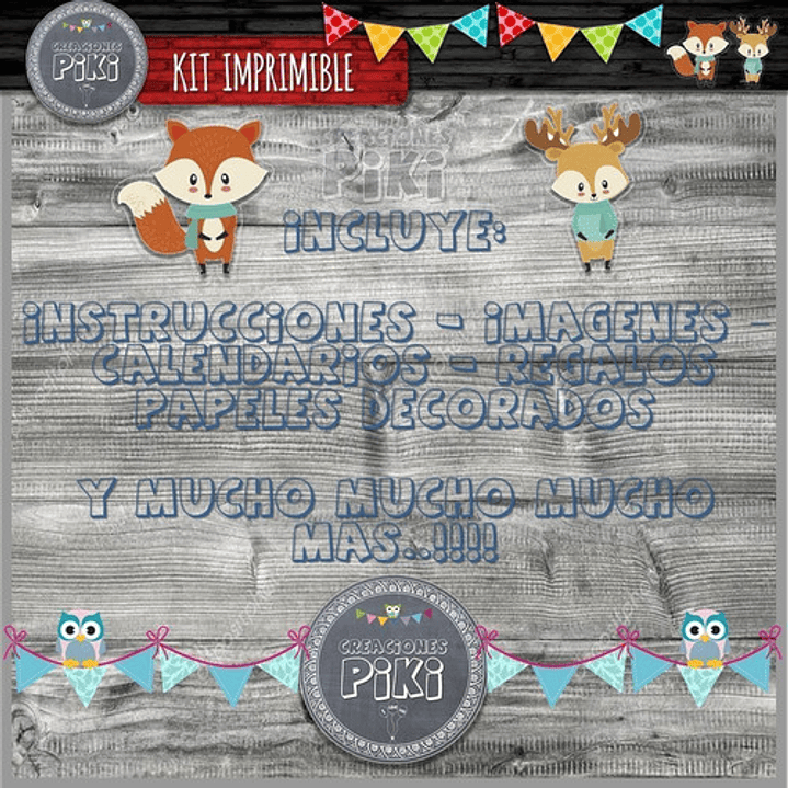 Kit Imprimible Candy Bar Animales Zorro Oso Mapache 10
