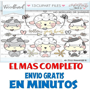 Pack Imágenes Clipart Tiernos Animalitos Granja Caperuza