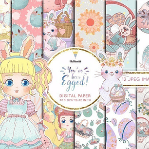 Papeles Digitales Muñeca Conejo De Pascuas M54