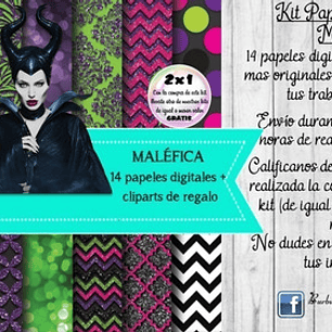 Papeles Fondos Digitales Malefica Kit Imprimible